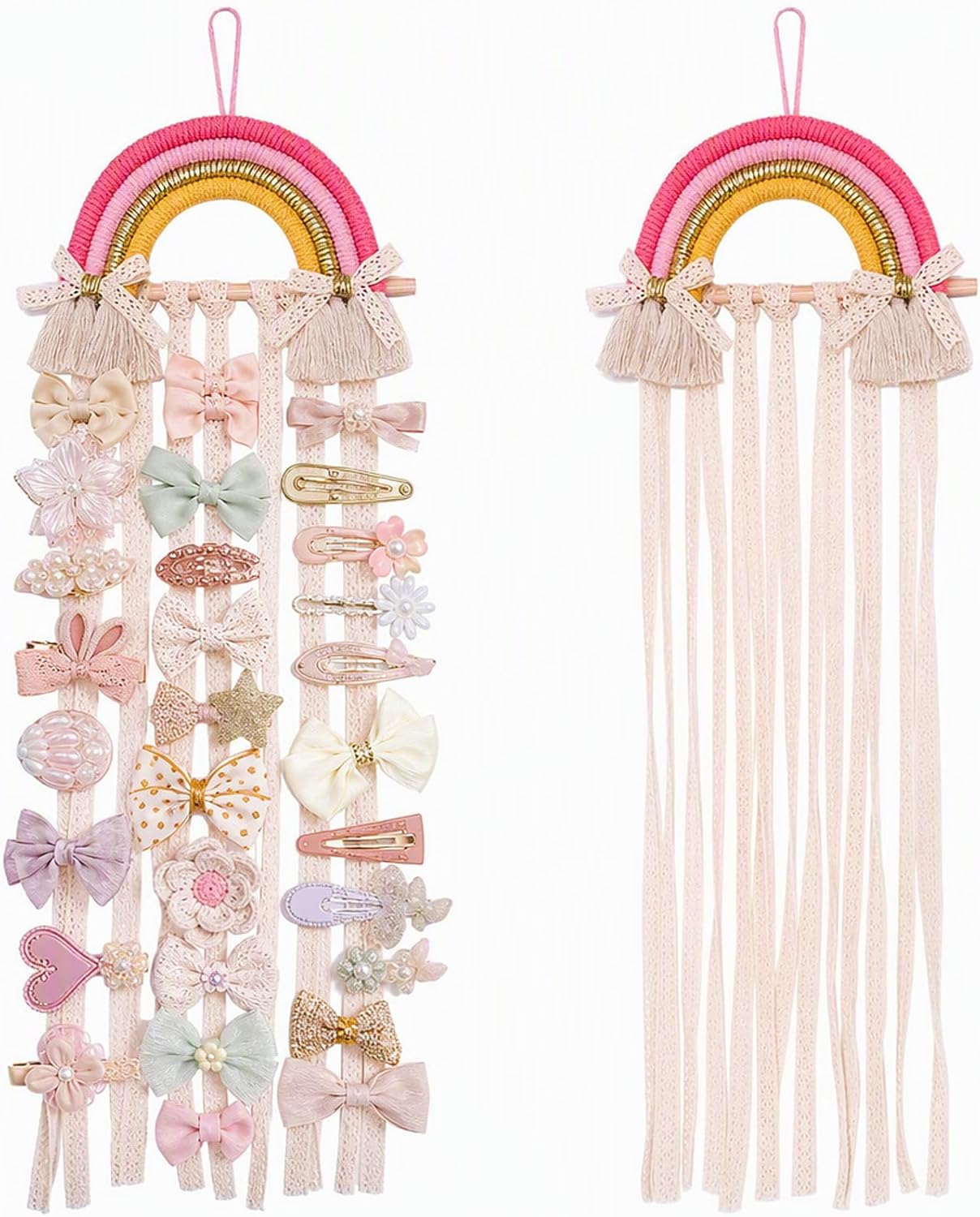 Bow Organizer for Girls, Hairbow Organizers and Claw Clip Organizer, 25x70cm Bow Hanger for Girls Hair Bows, Space-Saving Hair Accessory Storage Solution