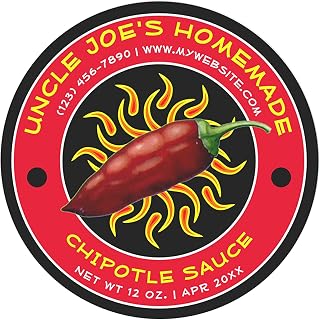 Custom Bottle Stickers Vintage Homemade Chipotle Sauce Label Template Custom Stickers Personalized Product Label Food Labels Food Labels Stickers