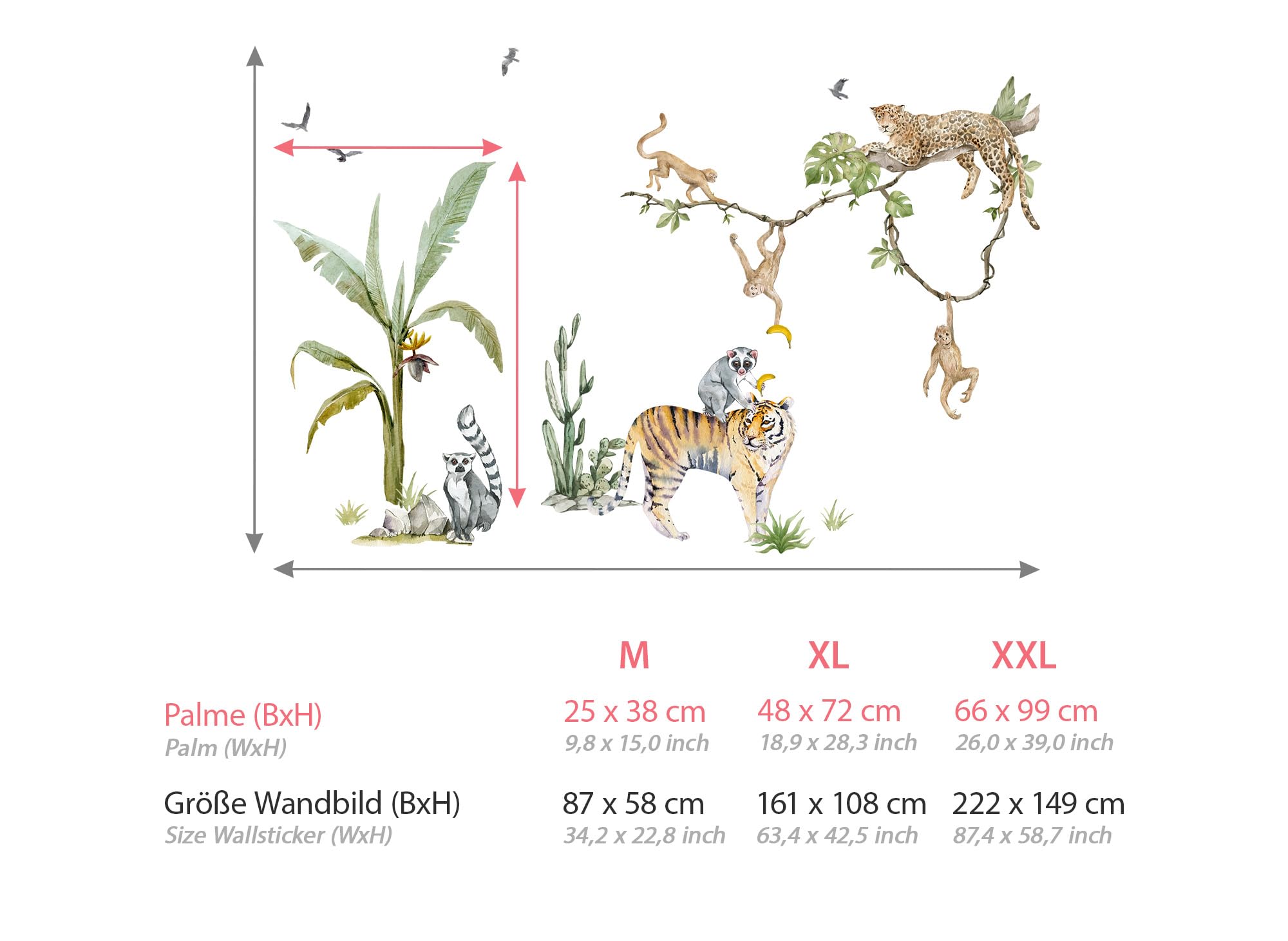 Grandora XXL Wandsticker Set Safari Baum Tiere Wandtattoo für Kinderzimmer DL768-5