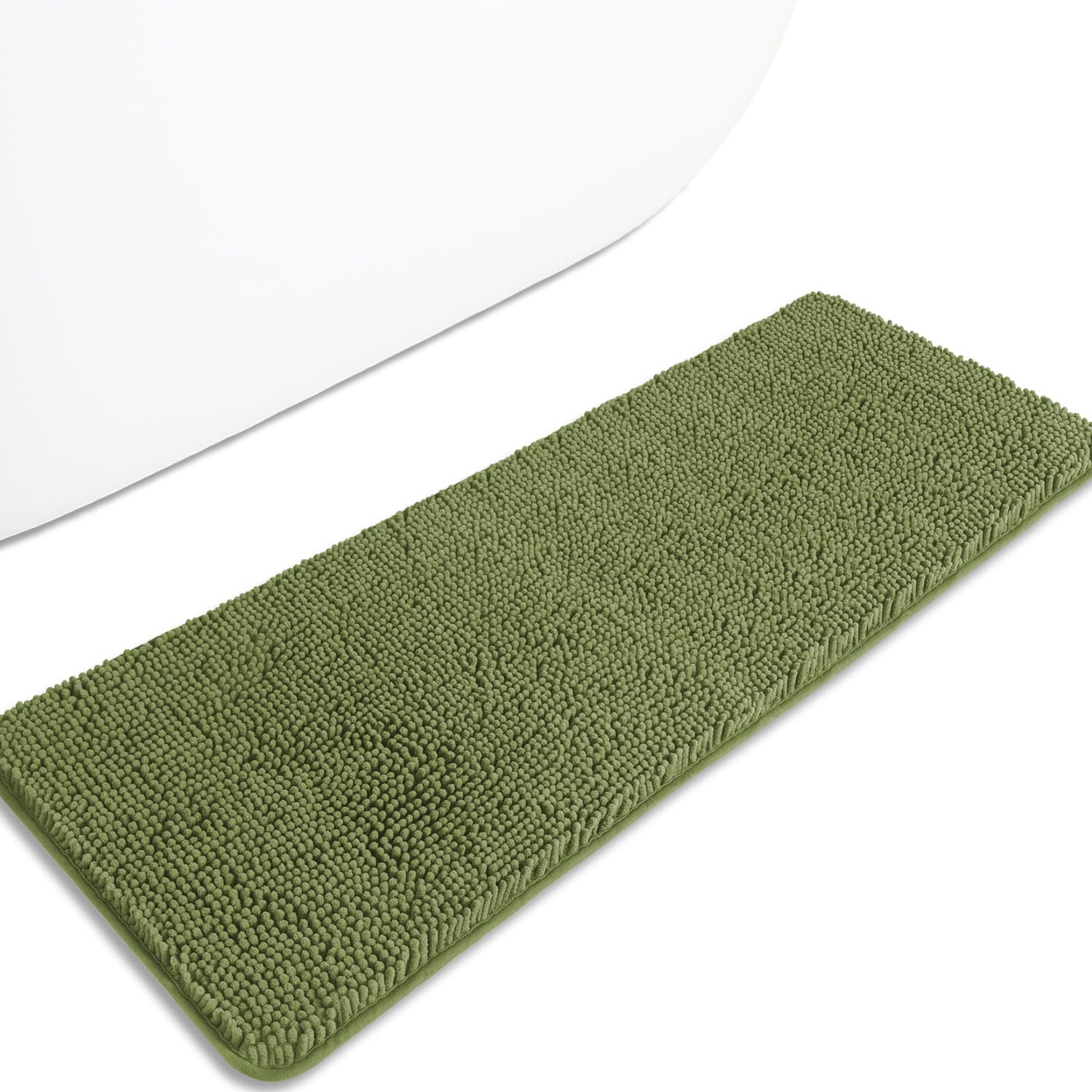 PureSwan Sage 47 x 17 Bathroom Rugs – Absorbent and Washable Bath Mat, Non-Slip, Thick Soft Chenille Bath Rugs for Bathroom Floor, Shower, Sink