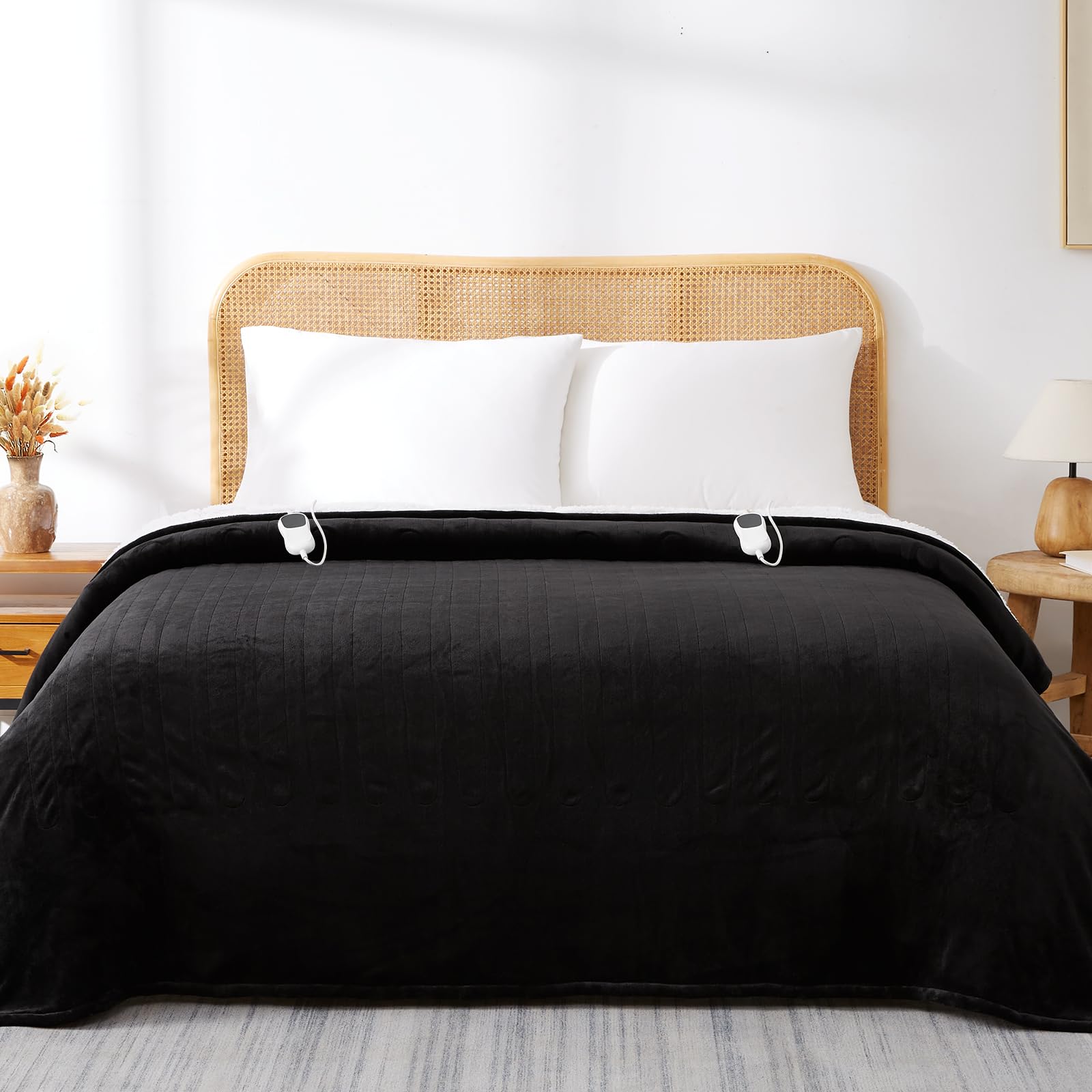 JKMAX Electric Heated Heating Blanket - Heated Bed Blanket 10 Heating Levels 8 Hours Auto off Fast Heating ETL Certified Electric Blanket with Ultra Soft Overheat Protection King Size 100