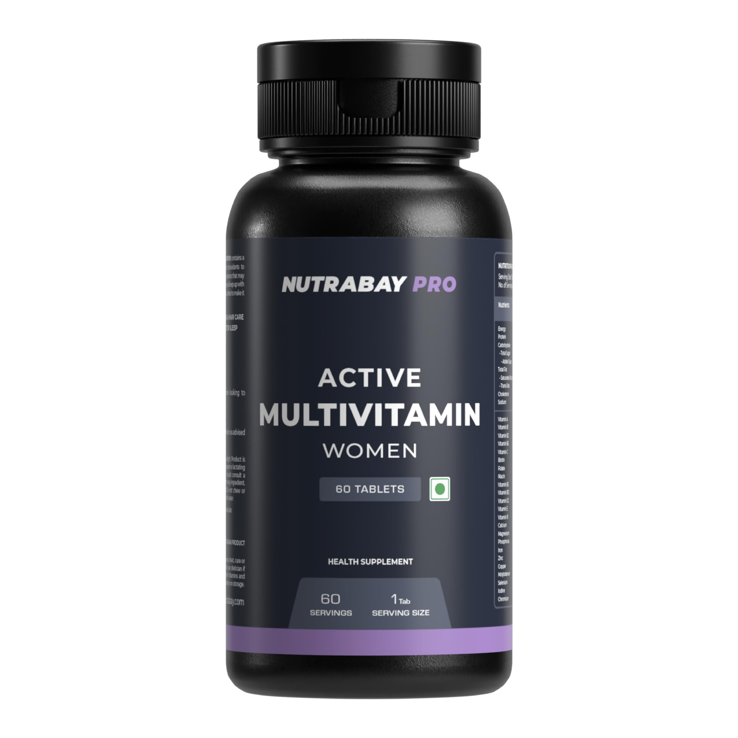 Nutrabay Pro Active Multivitamin for Women - 60 Tablets | Effective Doses of Iron, Vitamin A, B5, B6, C, D, E & K and Multiminerals | Immunity, Hair, Skin, & Bone Support (B0B6DTRYBT) Amazon Price History, Amazon Price Tracker