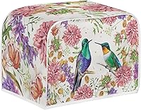 Vista 2 de Bulopur Cubierta de tostadora de 2 rebanadas de pintura de pájaros y flores, tostadora, panificadora, organizador de máquina, bolsa de protección
