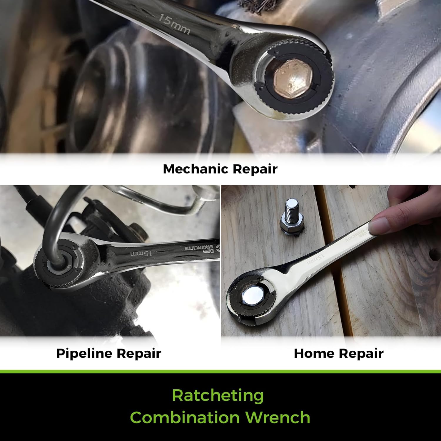 6-Piece Ratcheting Wrench Set, Metric Ratcheting Tubing Wrench Set, 10-17mm, 72-Tooth Gear, CR-V Steel, with Organizer Bag, Gifts for Men