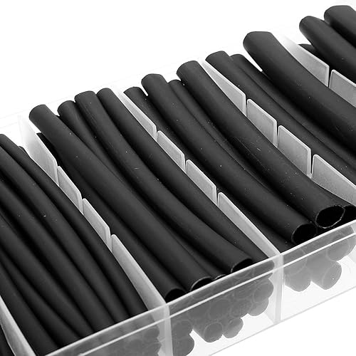 Miniatura 4 de IIVVERR - Tubo termorretráctil de doble pared, 85 unidades, 31 unidades, 6 tamaños, color negro