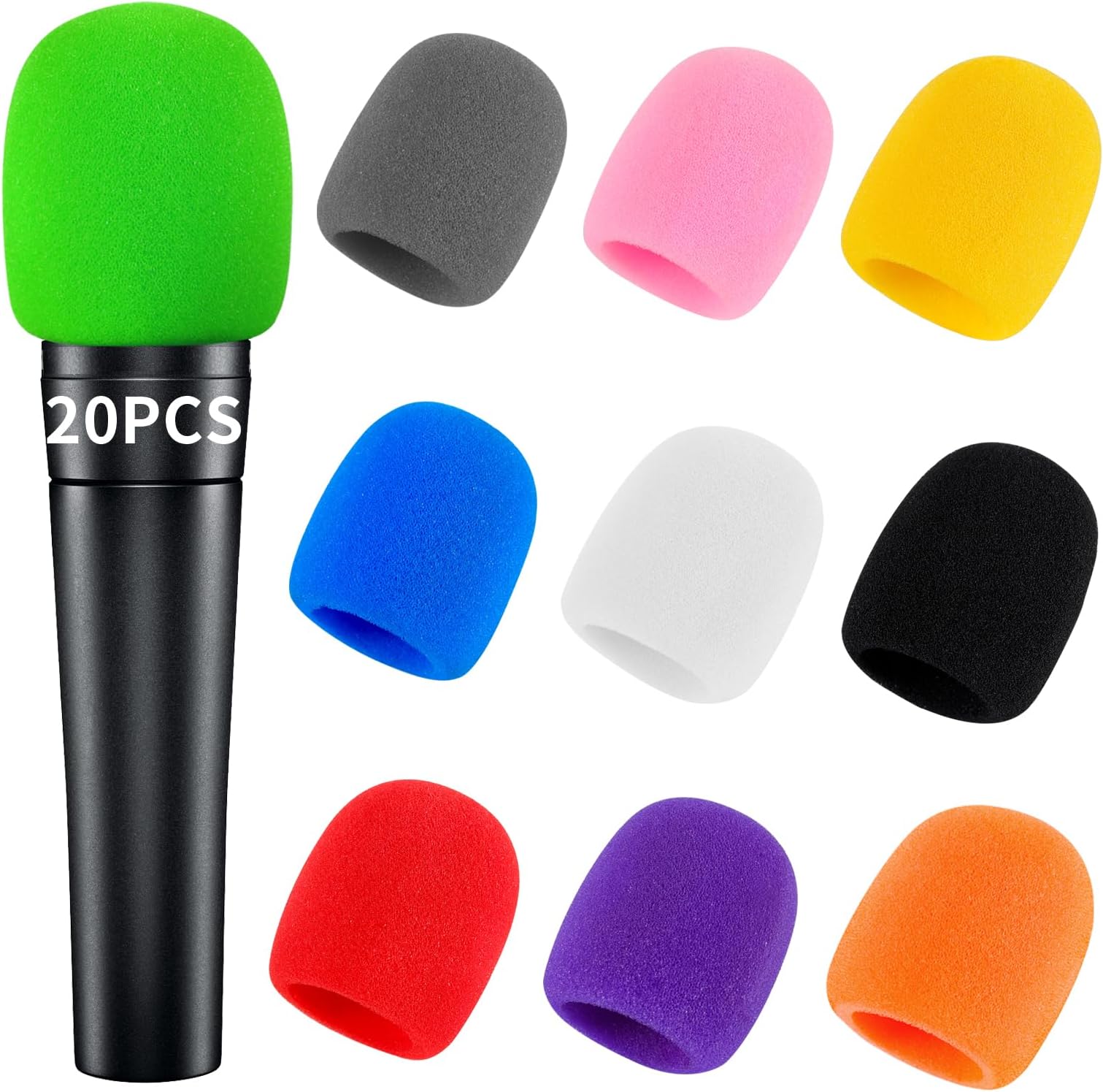 Pop Filter for Microphone Foam Microphone Covers Disposable Mic Covers for Microphones, 20Pcs Colorful Mic Windscreen Reusable Mic Foam Covers