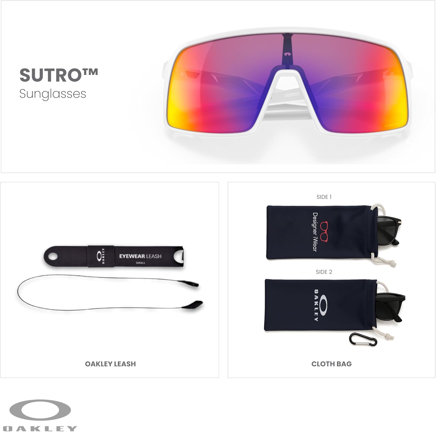 Oakley Sutro OO9406 / OO9462 Shield Sunglasses for Men+ Bundle Accessory Leash Kit, Microfiber Pouch - Image 2