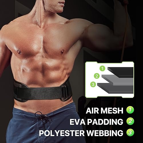 Miniatura 7 de Cinturón de levantamiento de pesas para hombres y mujeres, cinturón de gimnasio de apoyo lumbar y espalda de 8 pulgadas para culturismo, fitness,