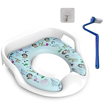 BANG4BUCK Kids and Babies Premium Potty Training seat with Hook and Brush (Blue Zoo Animal) - Standard size