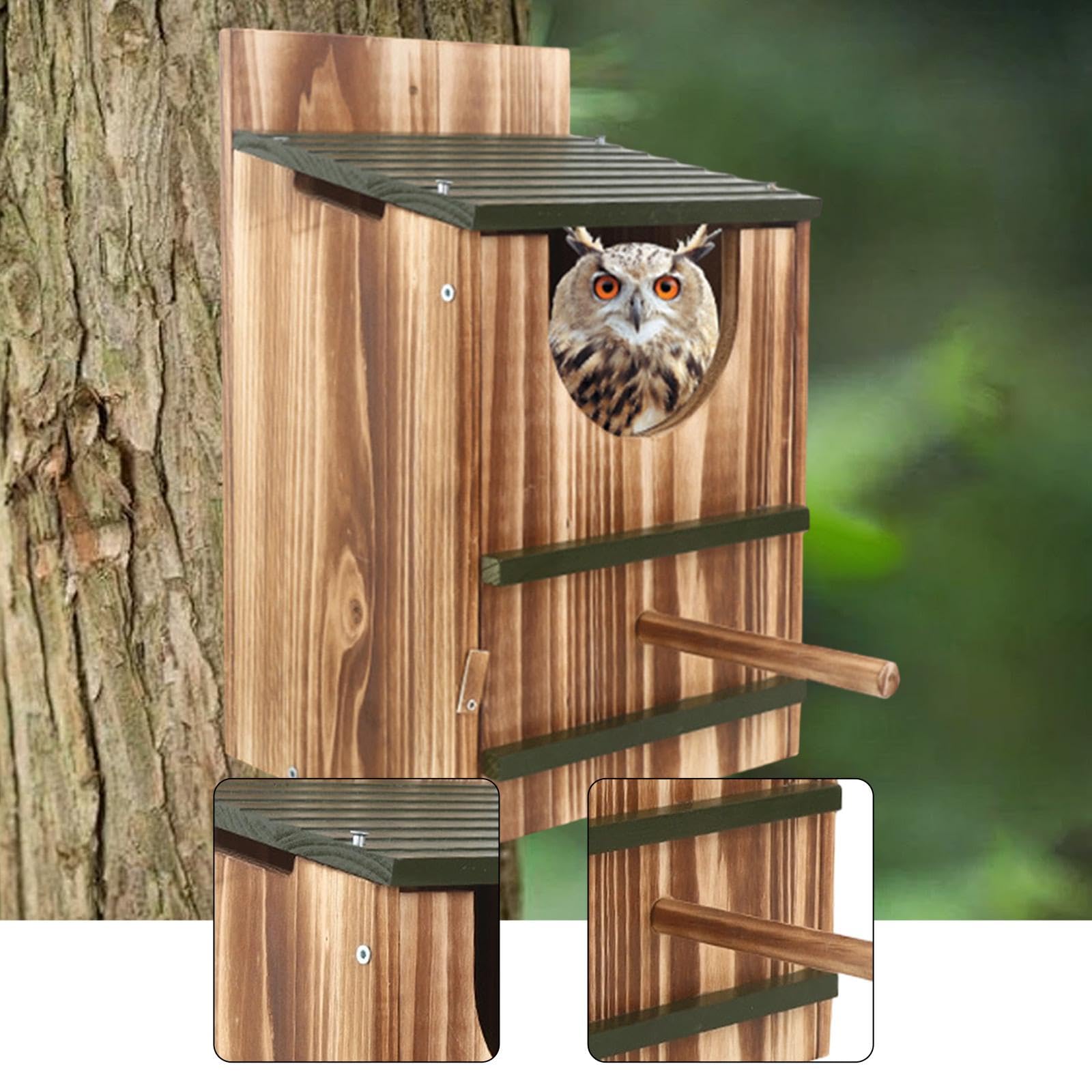 MagiDeal Casa de Madera para pájaros, Nido de búho, fácil de Limpiar, Colgante para Patio, Exterior, balcón, jardín.