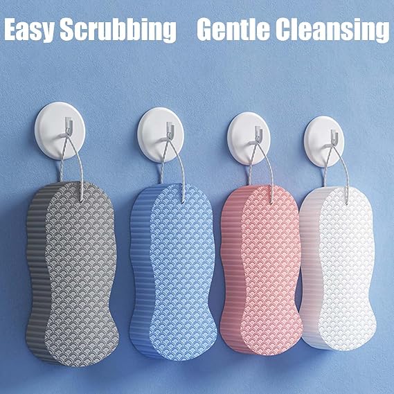 Magic Exfoliating Bath Sponge, Magic Exfoliating Body Scrubber, 3D Super Soft Magic Exfoliating Brush, Remover Dead Skin for Body and Face (4pc)