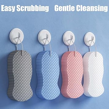 Magic Exfoliating Bath Sponge, Magic Exfoliating Body Scrubber, 3D Super Soft Magic Exfoliating Brush, Remover Dead Skin for Body and Face (4pc)
