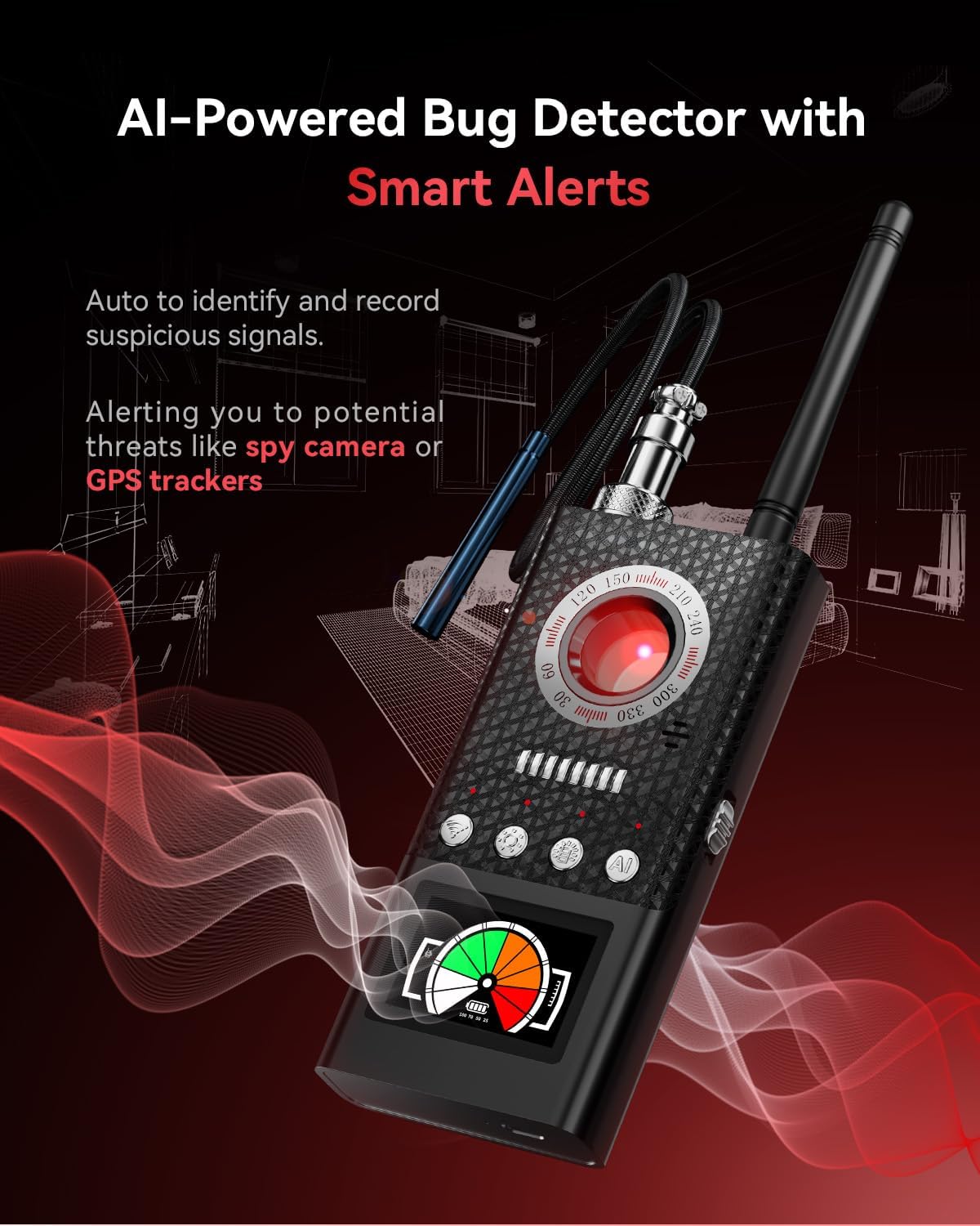 Hidden Camera Detectors GPS Tracker Detector Hidden Bug Detector with Auto Detection for Travel, Hotel Safety - Image 6