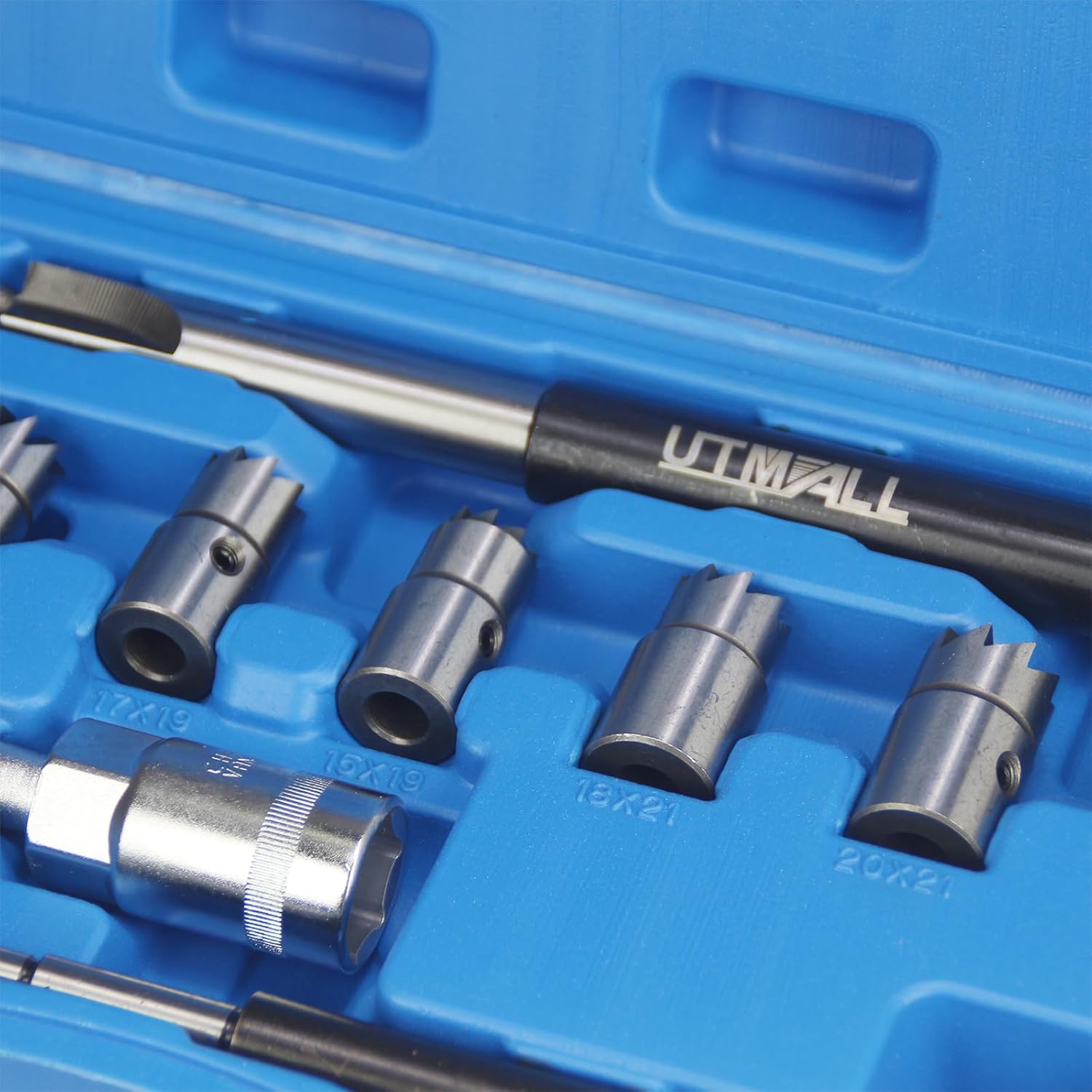 10pcs Diesel Injector Seat Cutter Cleaner Carbon Remover Tool Set Kit with Flat Reamer T-Handle Angled Reamer Hex Key Fit for Mercedes-Benz PSA Renault Bosch