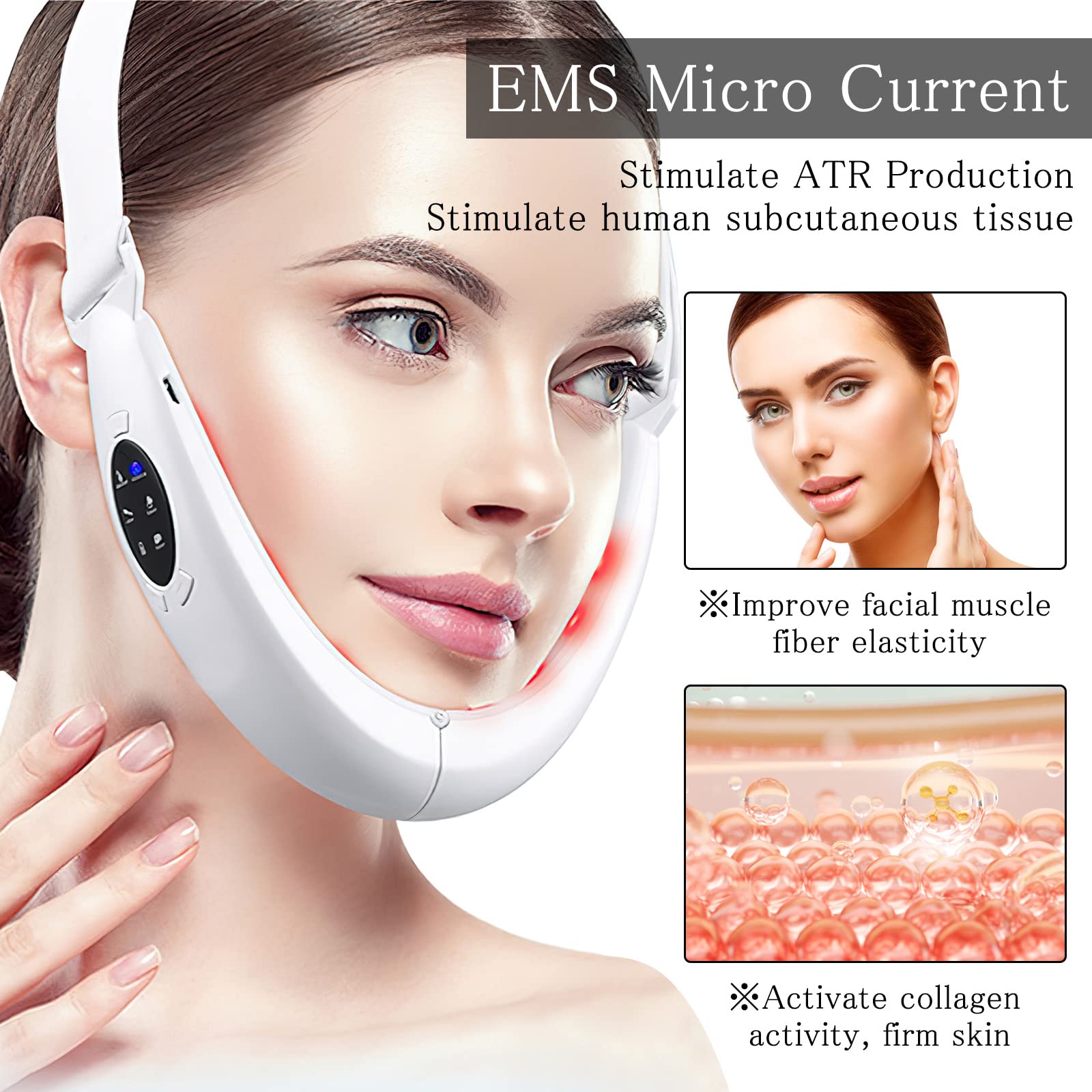 V Face Beauty Meter elektryczne urządzenie do masażu twarzy, urządzenie do liftingu twarzy V Face Shaping, urządzenie do usuwania podwójnego podbródka, 8-biegowy trenażer linii żuchwy czerwone