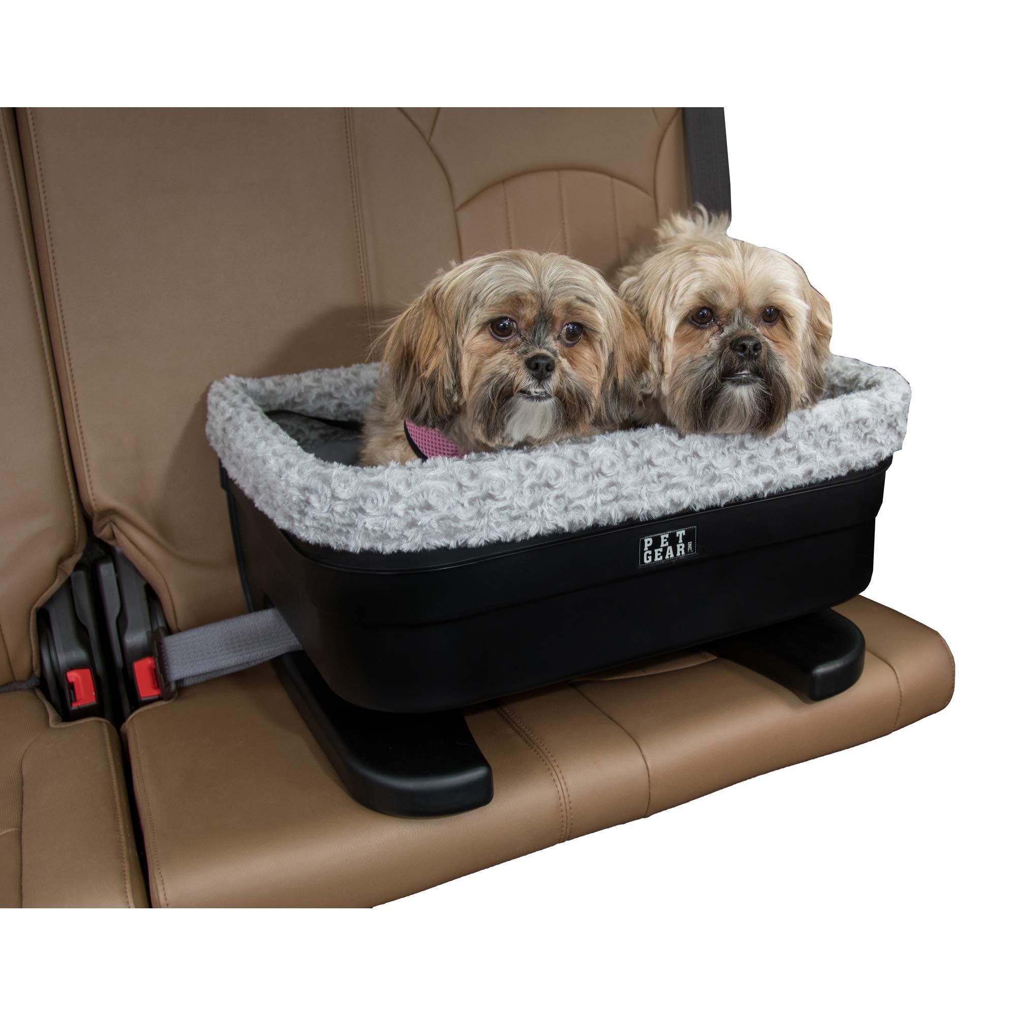 Pet GearBooster Seat for Dogs/Cats, Removable Washable Comfort Pillow + Liner, Safety Tethers Included, Installs in Seconds, No Tools Required, Black/Fog, 20"