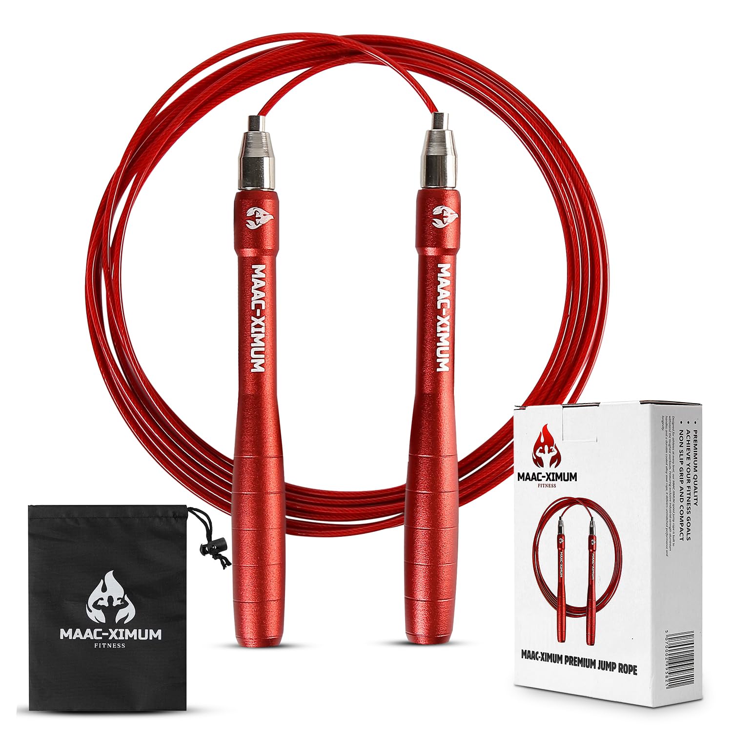 MAAC-XIMUM Premium Jump Rope, Lightweight, Self-Locking, Adjustable for Adults, Speed Skipping Rope, Fitness, Crossfit, Boxing, MMA