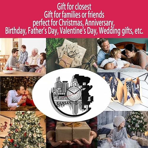 Miniatura 6 de Kansas City USA - Reloj de pared de vinilo para pared, 12.0 in, decoración del hogar, regalos de recuerdo de viaje