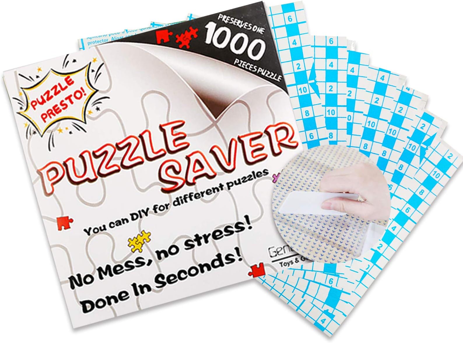 Jigsaw Puzzle Glue Mat Sticks - Saver 1000 Pieces Peel Stick with Strong Adhensive Paper Roll Up Frame Table Clear for Kids or Adult