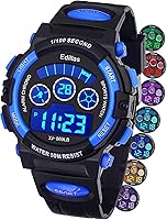 Edillas Boys Digital Watch 869LB: 50M Waterproof, 7 Color LED Lights, Alarm & Stopwatch for Kids Ages 7-15 Outdoor Sports