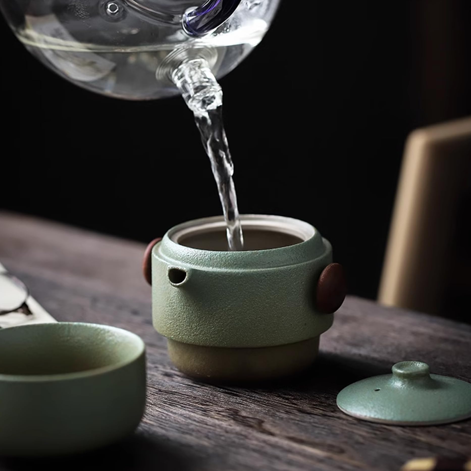 Pot de té 4pcs/set TEATO CERÁMICA Cerámica portátil Pot de té segura Tetera y taza japonesa Juego de té elegante Kung Fu con bolsa para picnic, oficina, automóvil y viaje.