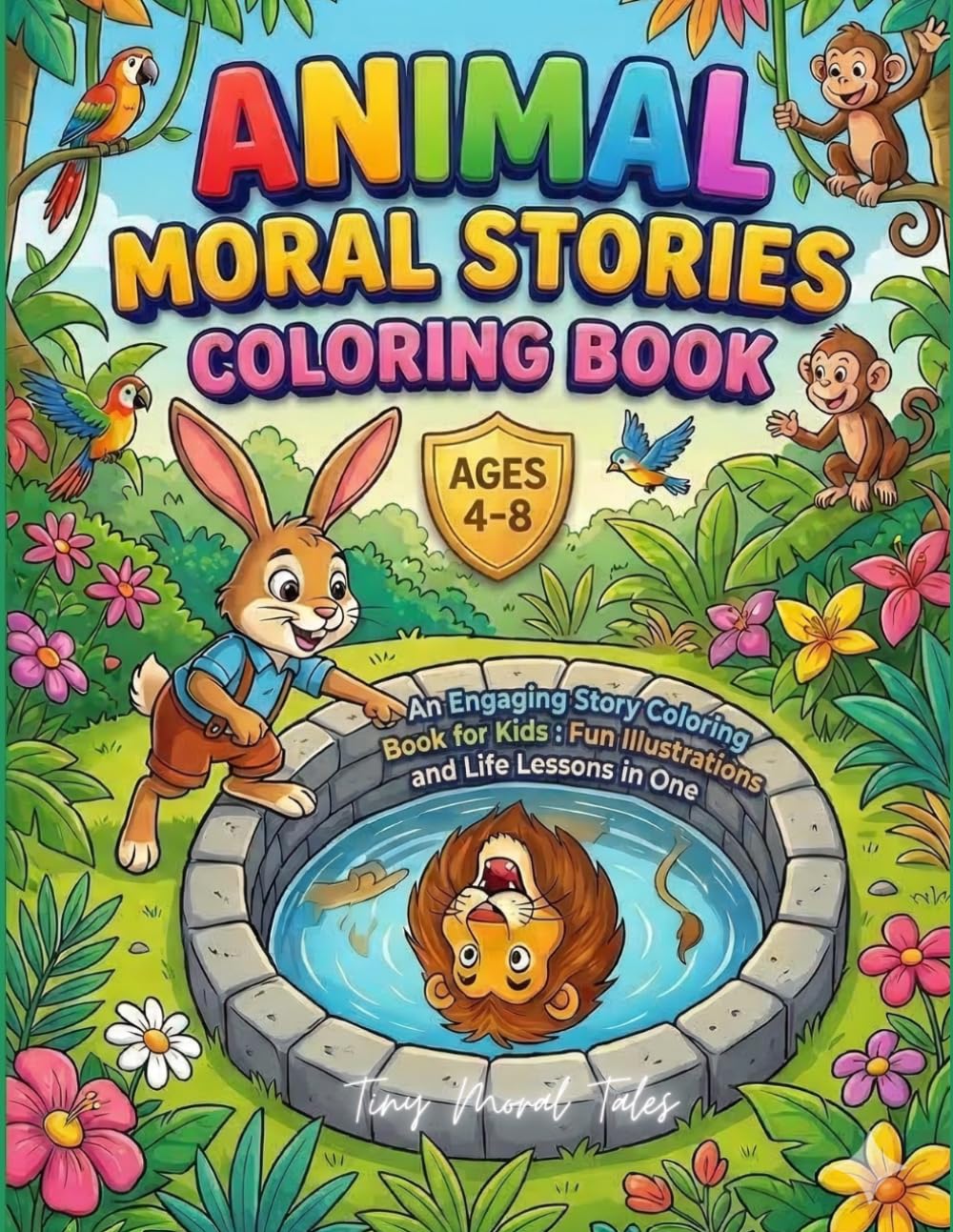 Animal Moral Stories Coloring Book: An Engaging Story Coloring Book for Kids : Fun Illustrations and Life Lessons in One (Panchatantra Coloring Stories for Kids)