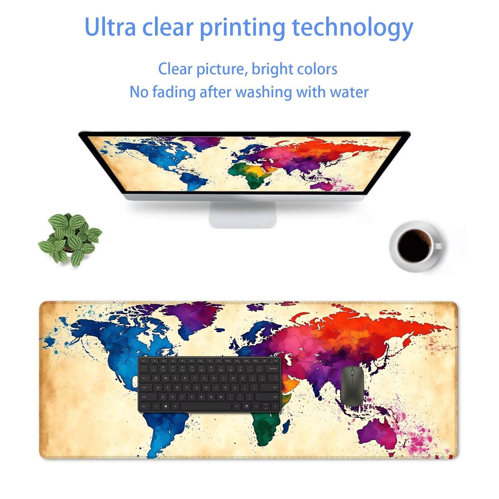Uniqcasa Tappetino per mouse da gioco XXL, con base in gomma antiscivolo e bordo cucito, 80 x 40 cm, grande astratto, per computer, con base in gomma antiscivolo e bordo cucito, per