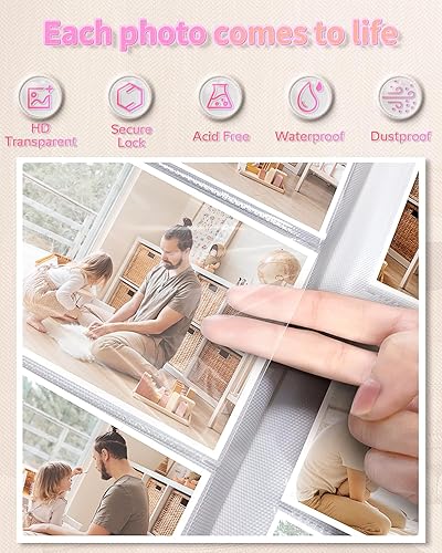 Miniatura 4 de Artfeel Álbum de fotos de 4 x 6 pulgadas con 300 bolsillos, álbumes de fotos deslizables, cubierta de lino, libro de recuerdos con ventana frontal,