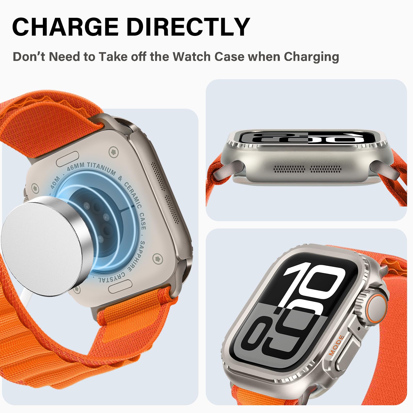 Bisikor Metalowe etui 2 w 1, kompatybilne z Apple Watch serii 11/10 46 mm, wytrzymałe, odporne na wstrząsy metalowe etui z tylną obudową do iWatch 46 mm (tytanowe)