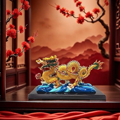 Miniatura 4 de FUNSXBUG Estatua de dragón chino grande de Feng Shui de 11 pulgadas, escultura de Feng Shui, decoración de hogar, oficina, decoración de mesa,
