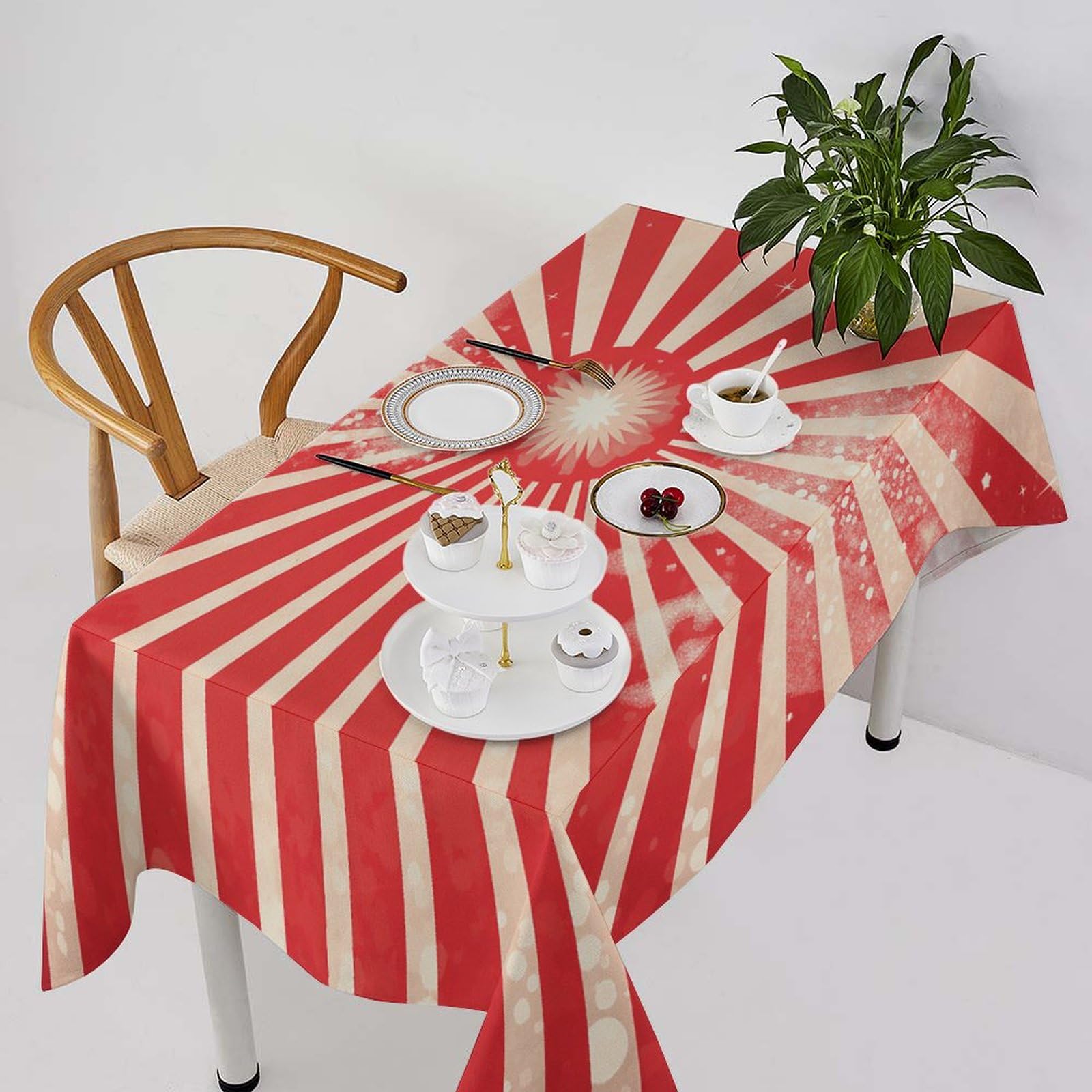Nappe rectangulaire rayures rouges étincelantes nappe table lavable
