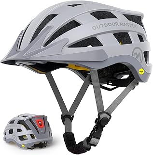 OutdoorMaster Gem II MIPS Bike Helmet with Light - Lightweight Cycling Helmet,Mountain Road Bicycle Helmet for Youth & Adult