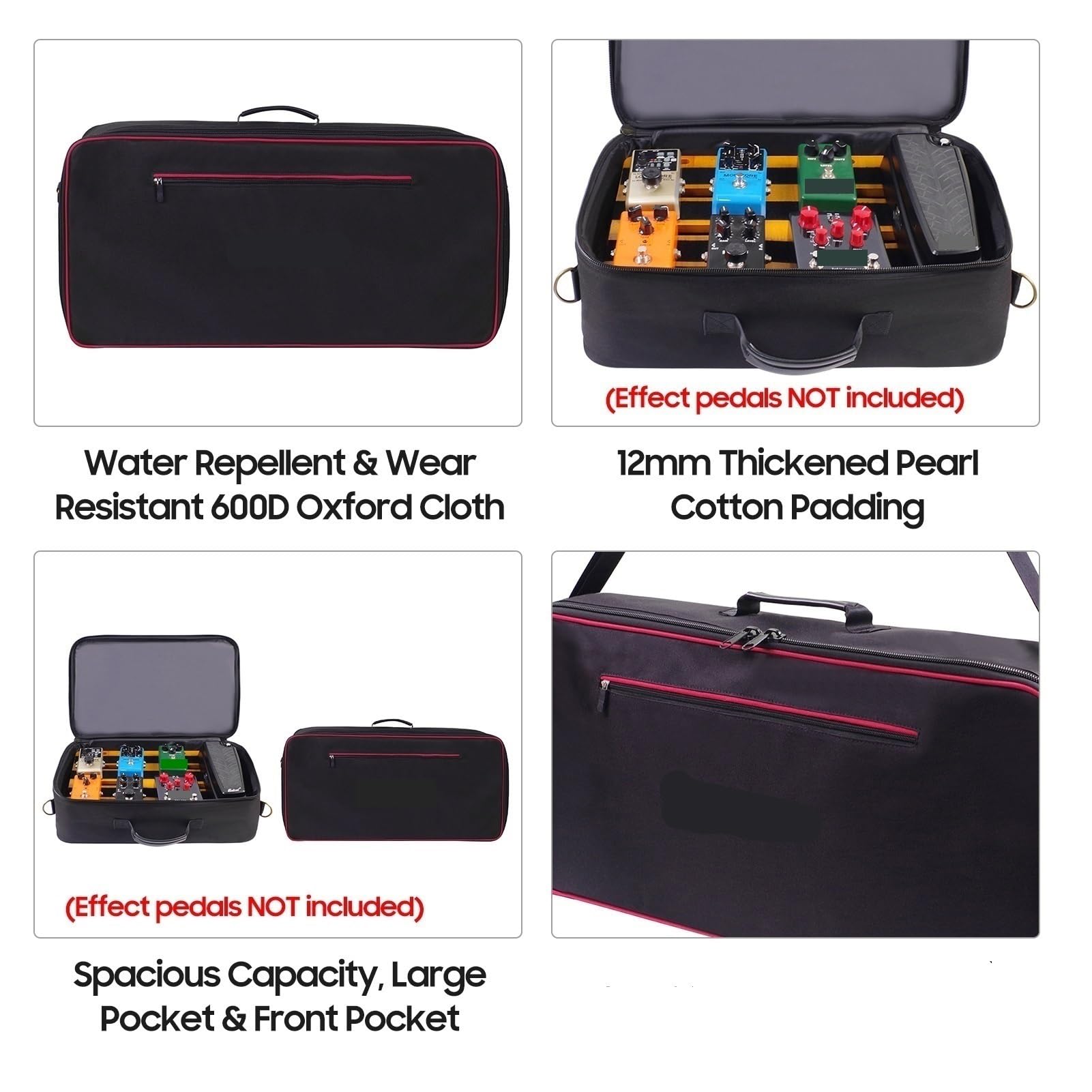 Bolsa Para Pedales De Guitarra Tablero de Pedal de guitarra llevar bolso de hombro impermeable de tela Oxford con cremallera(65x30x15cm)