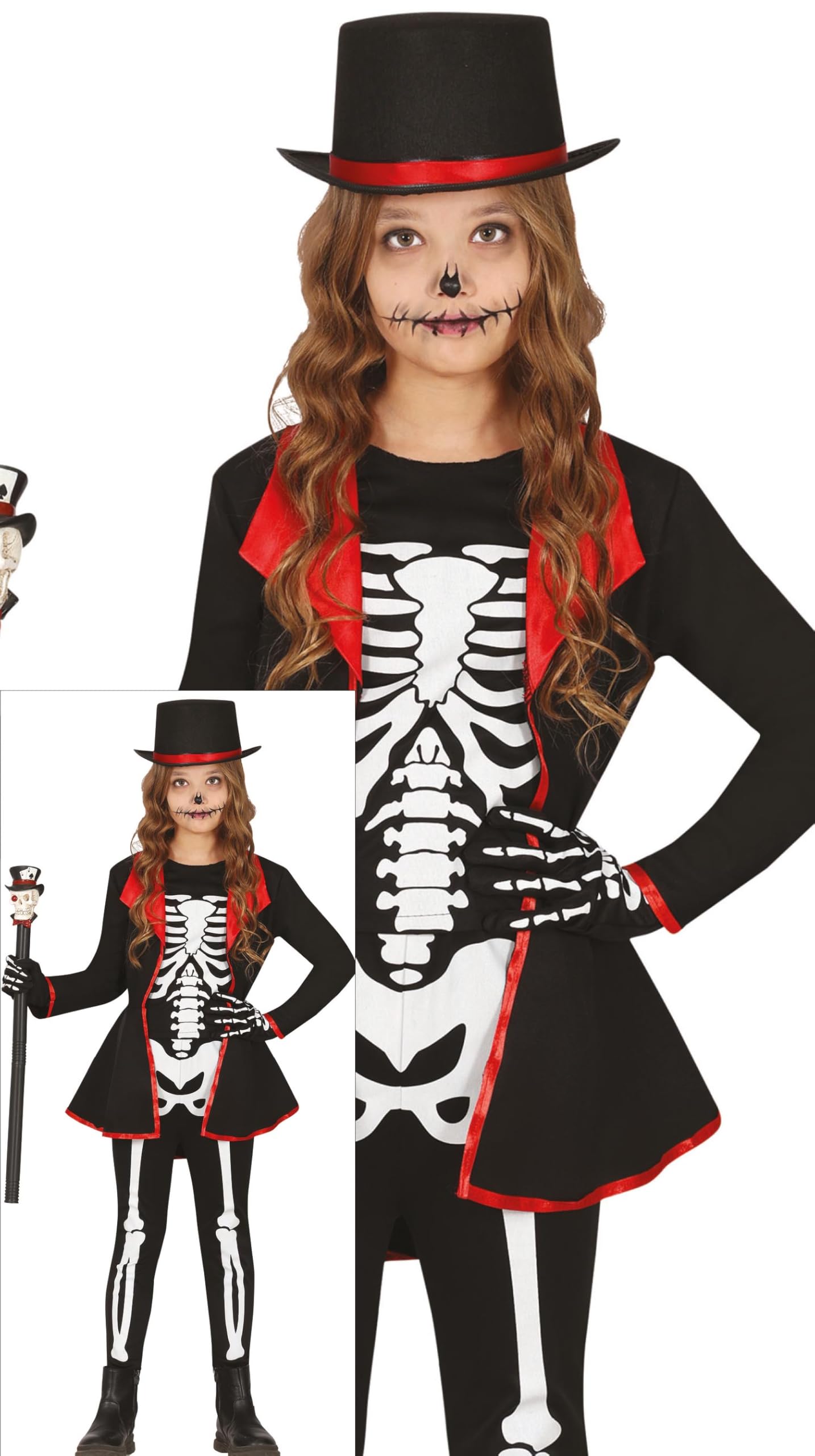 FIESTAS GUIRCA Disfraz Niña Esqueleto Elegante - Disfraz Niña Esqueleto - Disfraces Halloween Niña