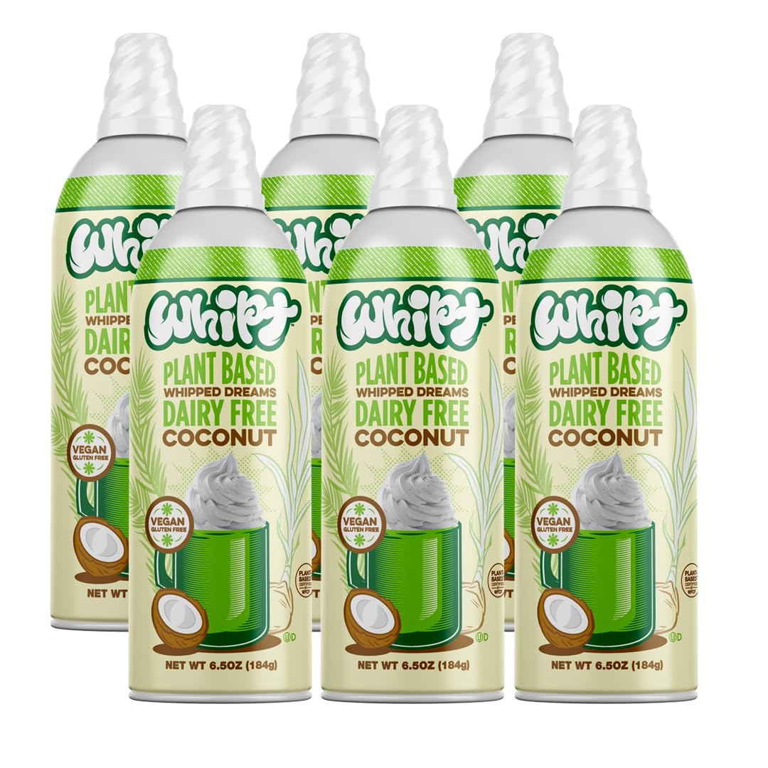 Whipt Plant Based, Dairy Free Coconut Whipped Topping, 6.5 Ounce (Pack of 6), Gluten Free, Lactose Free Dessert Topping