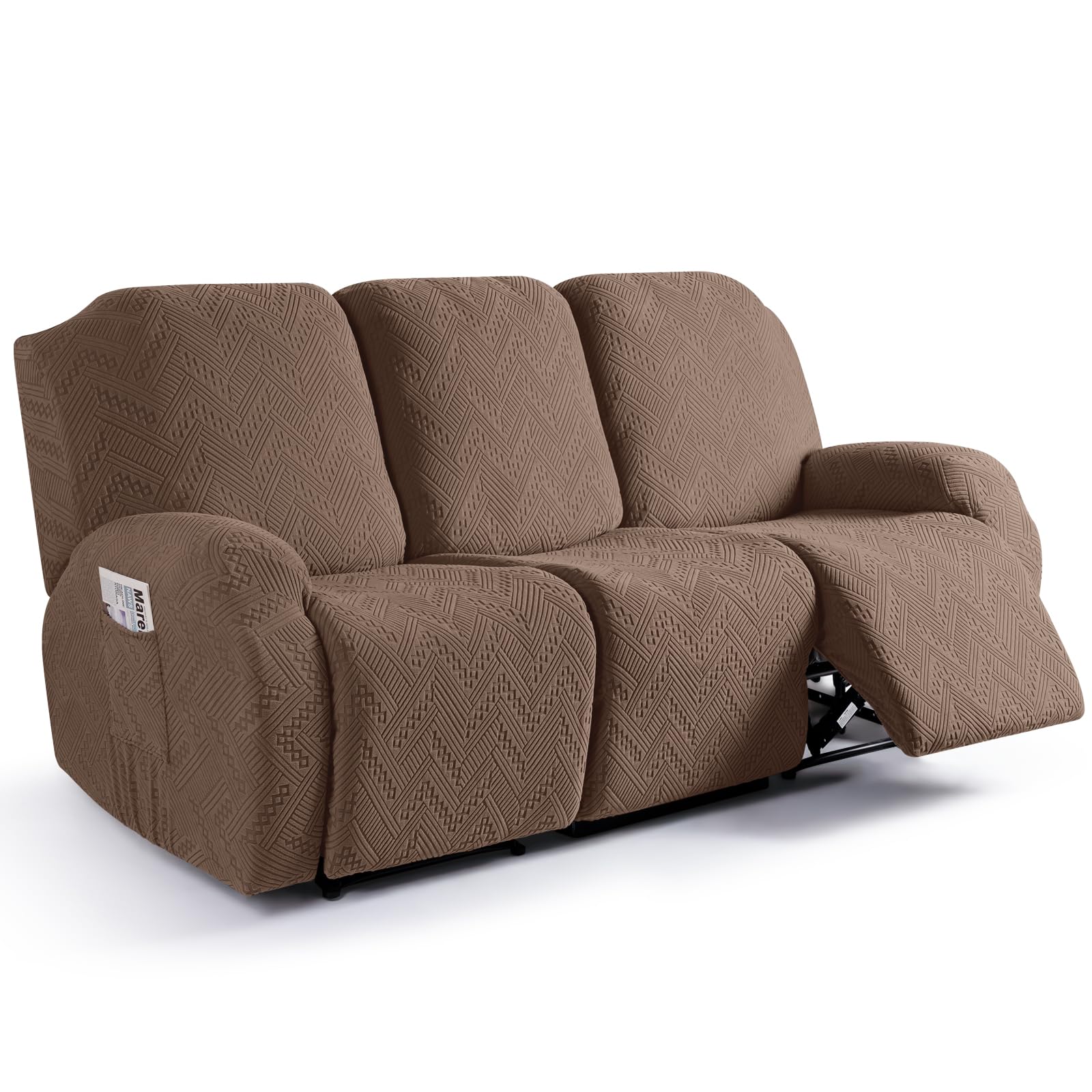 Ruaozz Recliner Couch Covers, Soft Stretch Sofa Slipcover, Brown