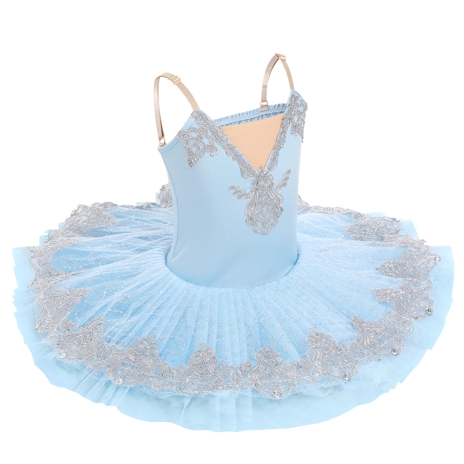 Vestido de ballet con lentejuelas y tutú para niñas, disfraz de bailarina, ropa de baile, falda bordada floral