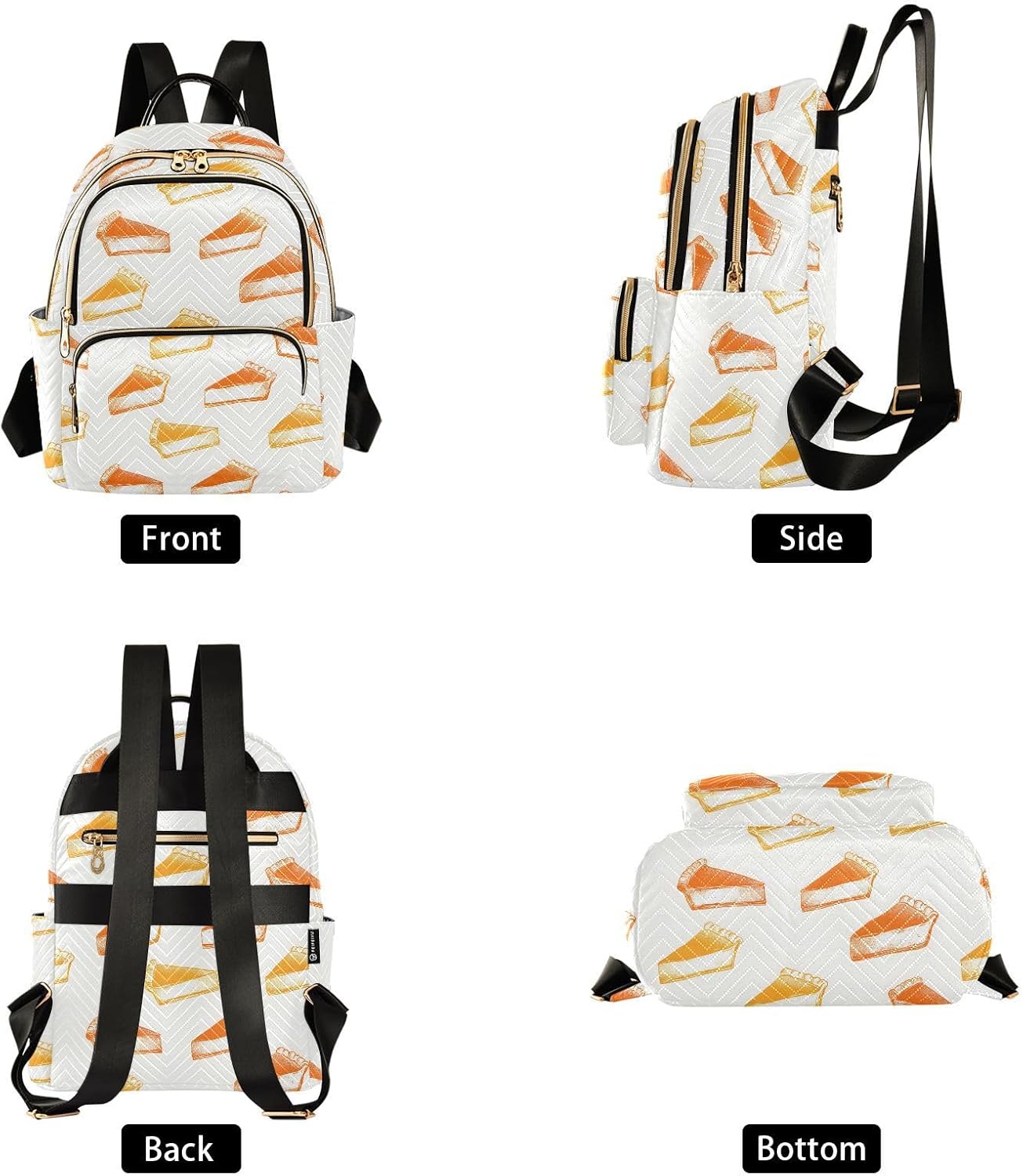 Red Yellow Pumpkin Pie Design Backpack Purse for Women Shoulder Bag Fashion Daypack Ladies Handbag Lightweight Travel Bag Rucksack