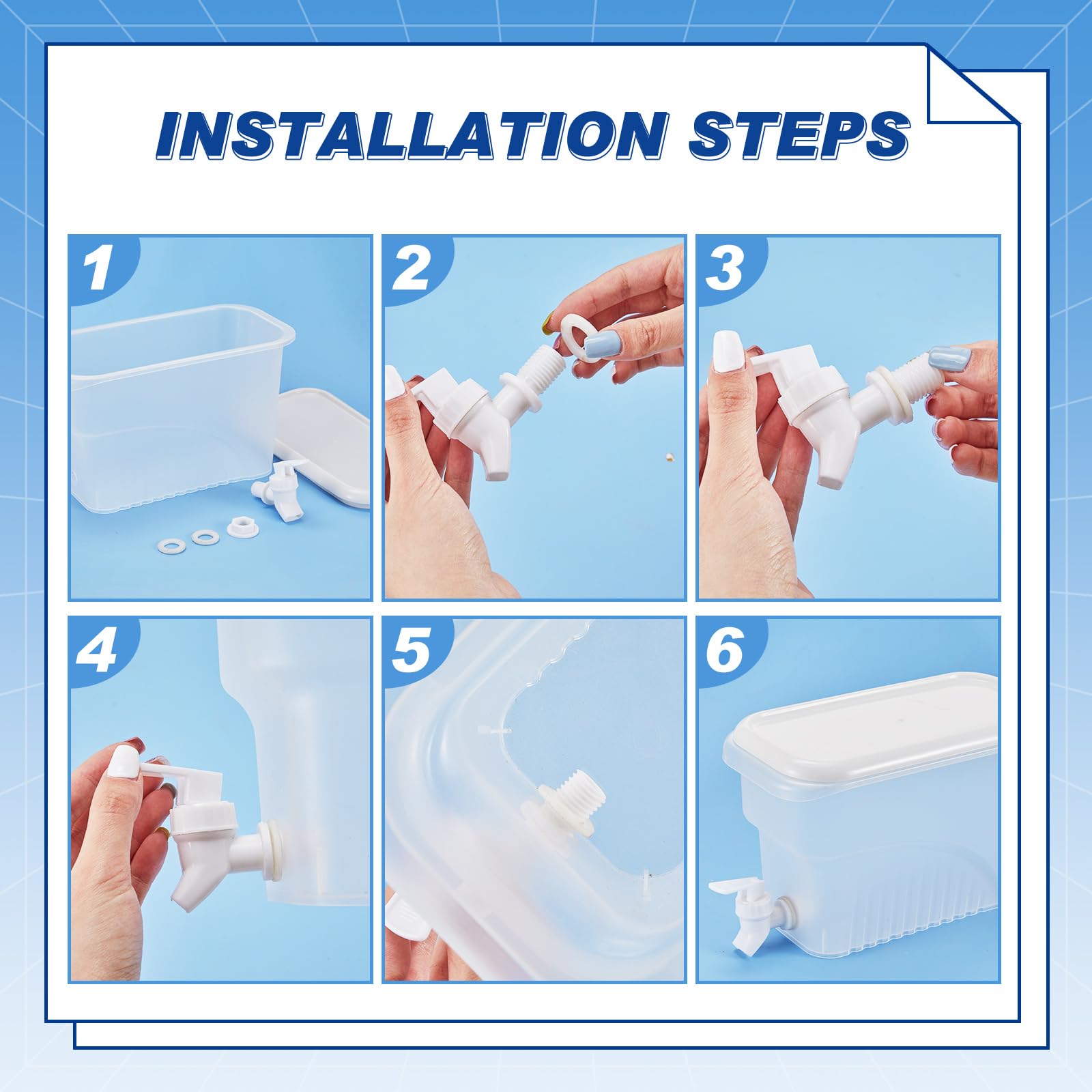 Dispensador de bebidas para nevera, dispensador de agua de plástico con espiga para bebidas heladas (4, 1 galón, 1.3 galones)