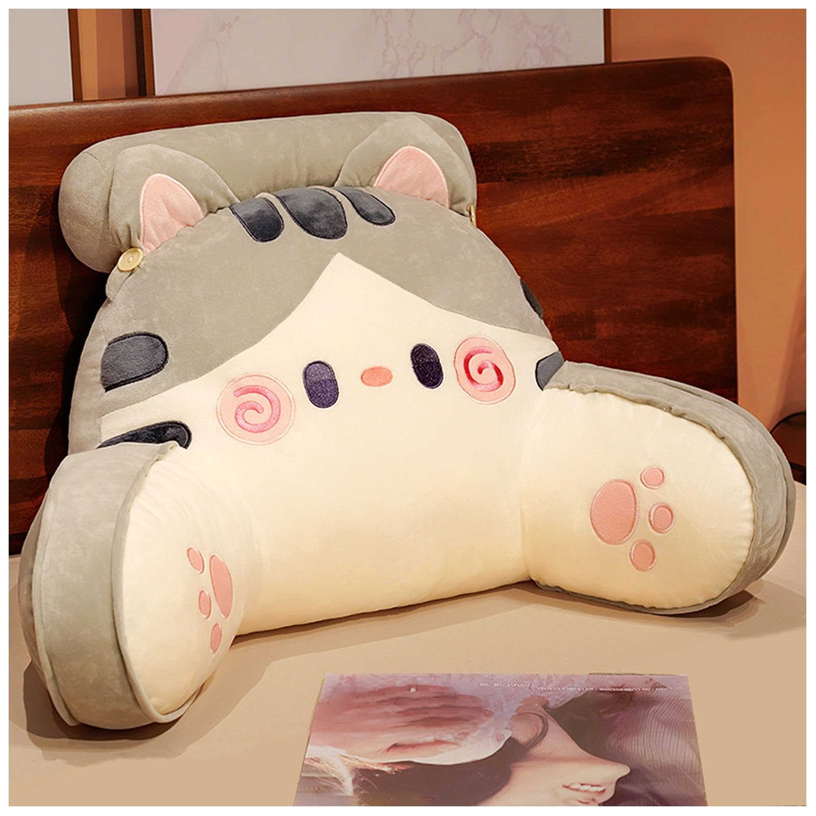 Coussin de lecture avec rouleau de cou ZTGL oreiller de lit ergonomique 65x40cm C