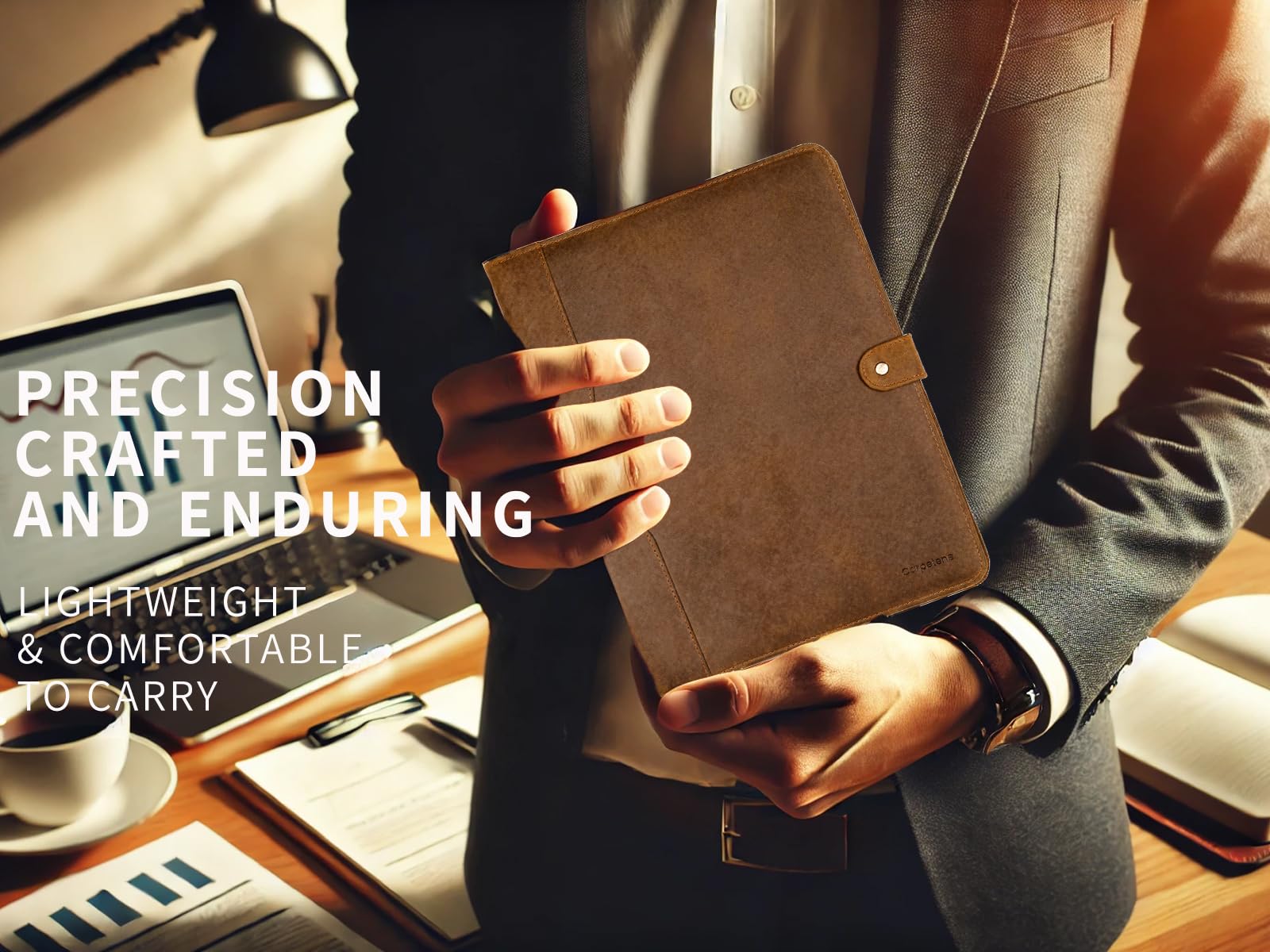 Carpetene Genuine Leather Portfolio, Professional Organizer Padfolio, Resume Folder A4 Document Legal Holder Binder, Writing Letter Notepad, Clipboard Sleeve for Men Women, Business - Image 6