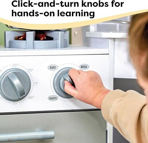 Miniatura 11 de KidKraft Ultimate Corner Wooden Play Kitchen with Lights & Sounds, Play Phone and Curtains, White