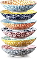 Vista 1 de Selamica Cuencos de Cerámica para Ensalada de Pasta Grandes de 30 oz de 8 Pulgadas de Ancho y Cuencos de Sopa Poco Profundos, Apilables, Aptos