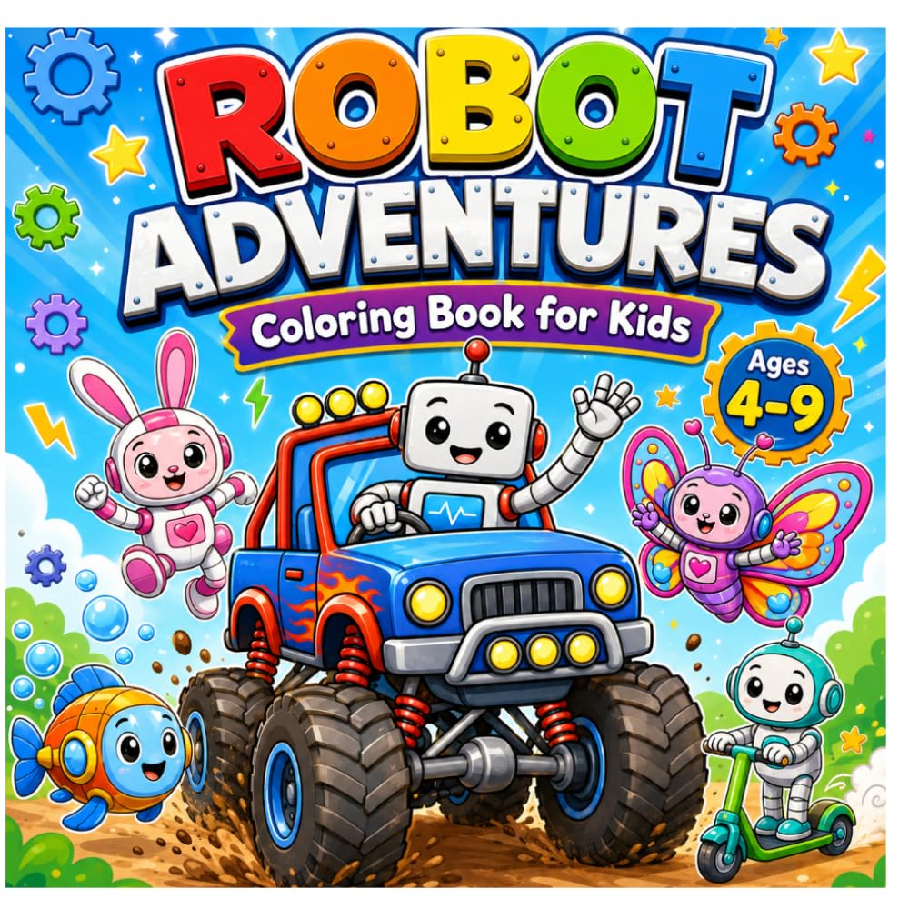 Robots Coloring Book for Kids: Big Bold Pictures for Beginners