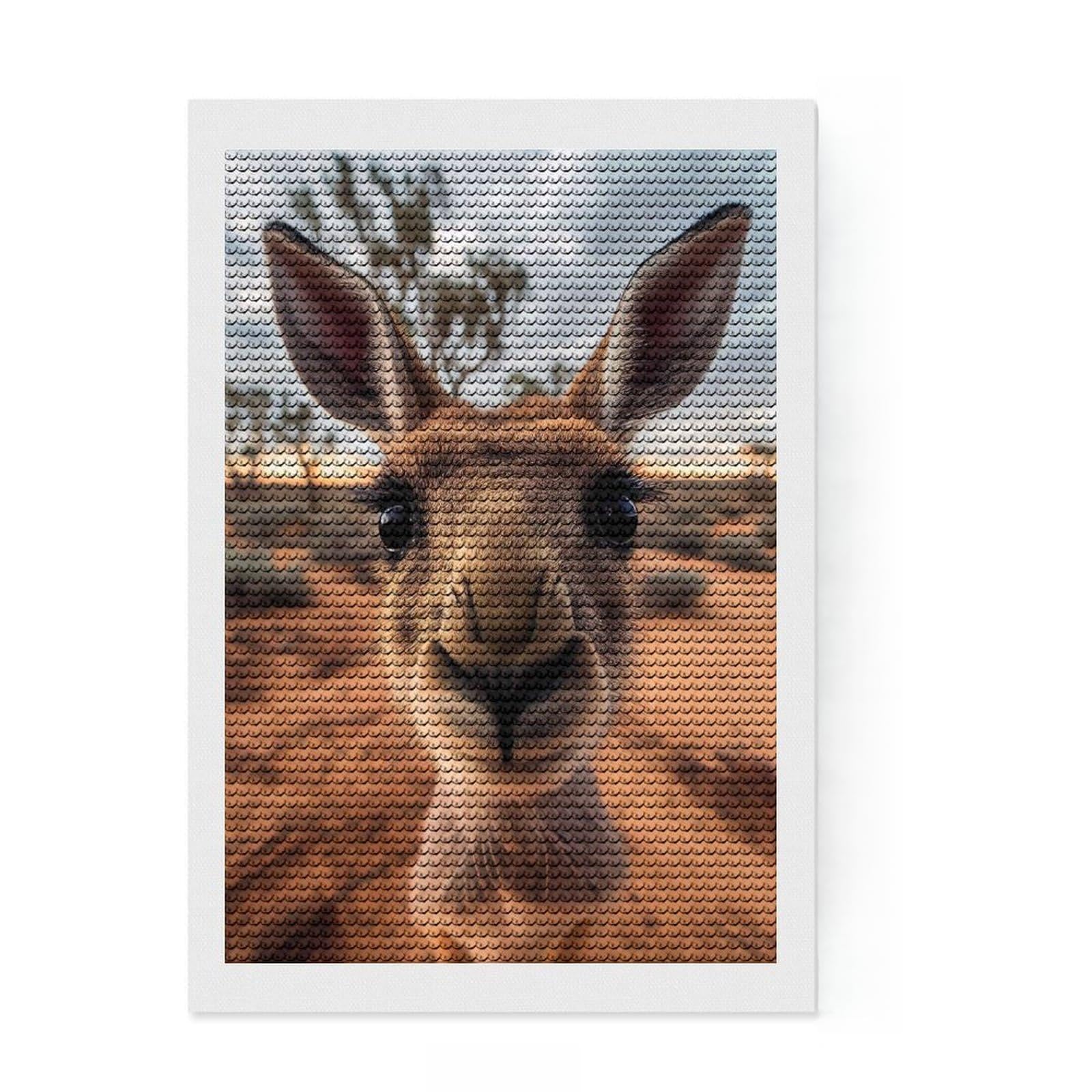 Junmoney Selfie of A Young Kangaroo Diamond Painting Set 8"x12", Stress Relief Craft, Simple to Start, Farmhouse Decor, Gift Idea, Easy to Enjoy