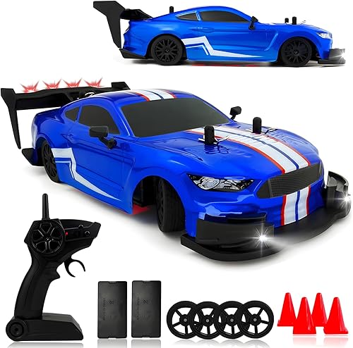 Miniatura 1 de 120 RC Drift Car para niños, 4WD 2.4GHz 30KMH auto de control remoto de alta velocidad, auto de juguete deportivo de carreras con luces LED,