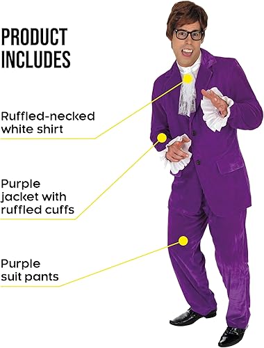 Miniatura 3 de fun shack Disfraz Swinger de los años 60 para hombre, disfraz de espía de los años 60, trajes de los años 60 para hombre, disfraces de Halloween