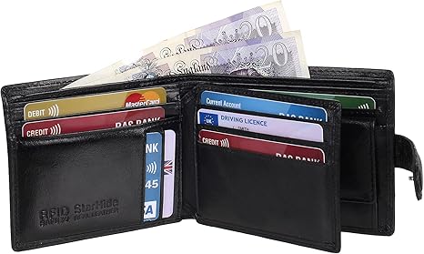 STARHIDE Portafoglio Uomo Con Chiusura RFID Liscia In Vera - Foto 14