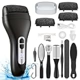 Electric Callus Remover for Feet - with Larger Grinding Head, Portable Pedicure Kit Foot File Callus Remover, Rechargeable Waterproof Foot File for Foot Care Deadskin Remover LCD Display-Black