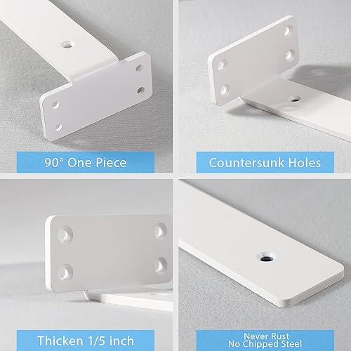 Miniatura 3 de WEKIS Soporte de estante flotante, soportes ocultos invisibles en L para estantes, hierro fundido resistente de 15 pulgadas, soporte de estante